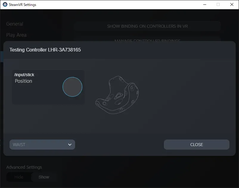 SteamVRのデバイス画面